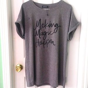 "Making magic happen" gray t-shirt with cuffed sleeves XXL